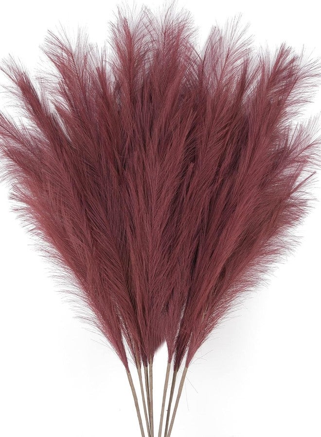ZIFTY 7-Pcs 38"/3.1FT Faux Pampas Grass Large Tall Fluffy Artificial Fake Flower Boho Decor Bulrush Reed Grass for Vase Filler Farmhouse Home Wedding Decor (Red/Burgundy) - Image 1